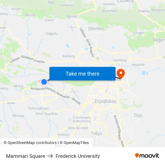 Mammari Square to Frederick University map