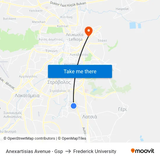 Anexartisias Avenue - Gsp to Frederick University map