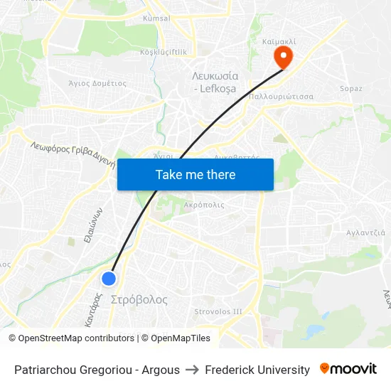 Patriarchou Gregoriou - Argous to Frederick University map