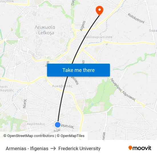 Armenia - Iphigenia to Frederick University map