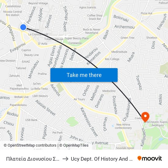 Dionysios Solomos Square B to Ucy Dept. Of History And Archaeology map