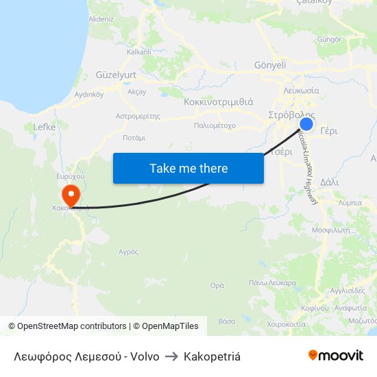 Λεωφ. Λεμεσού - Volvo to Kakopetriá map