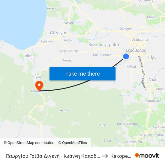 Γεωργίου Γρίβα Διγενή to Kakopetriá map