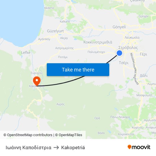 Ιωάννη Καποδίστρια to Kakopetriá map