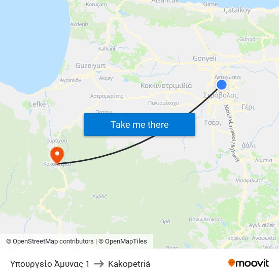 Προδρόμου to Kakopetriá map