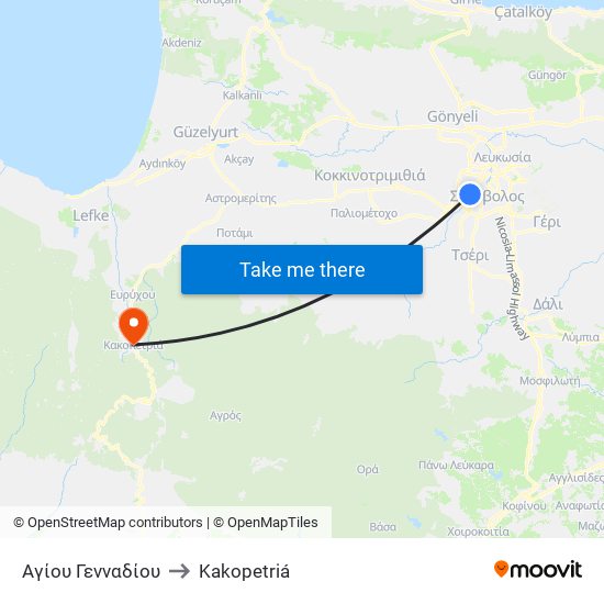 Αγίου Γενναδίου to Kakopetriá map