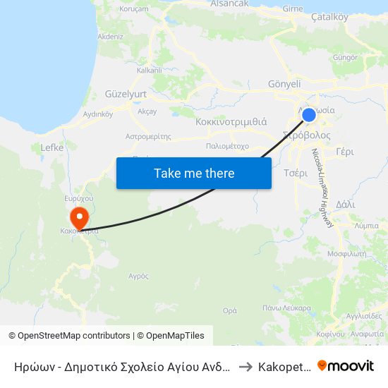 Ηρώων to Kakopetriá map