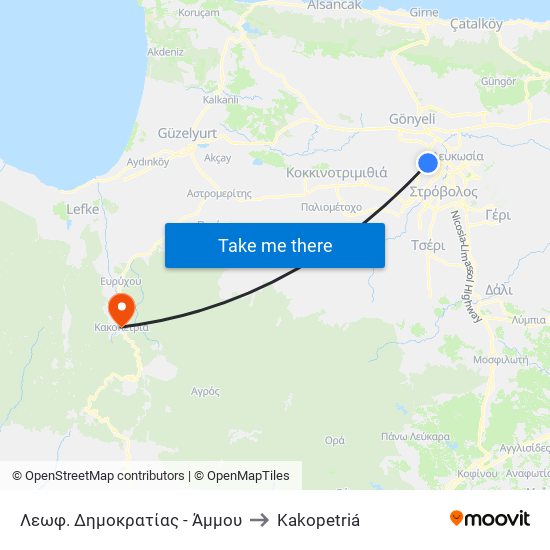 Λεωφ. Δημοκρατίας to Kakopetriá map