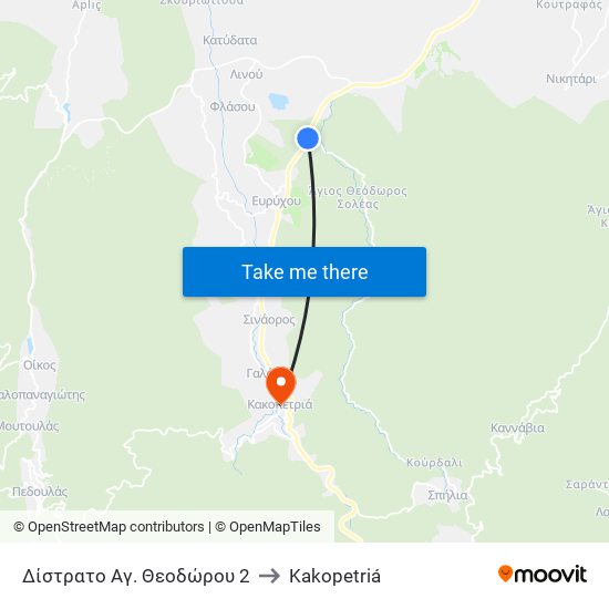 Δίστρατο Αγ. Θεοδώρου 2 to Kakopetriá map