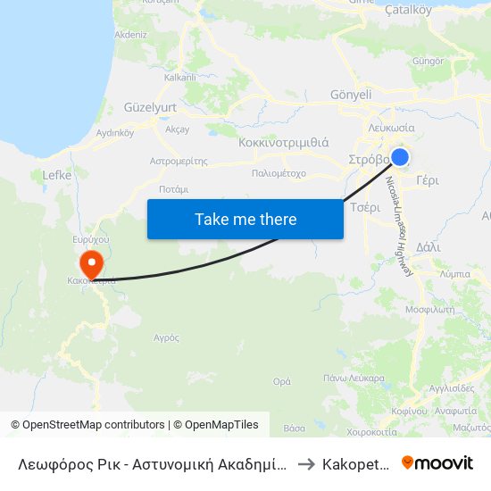 Λεωφόρος Ρικ to Kakopetriá map