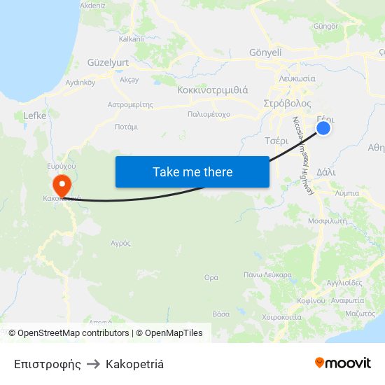 Επιστροφής to Kakopetriá map