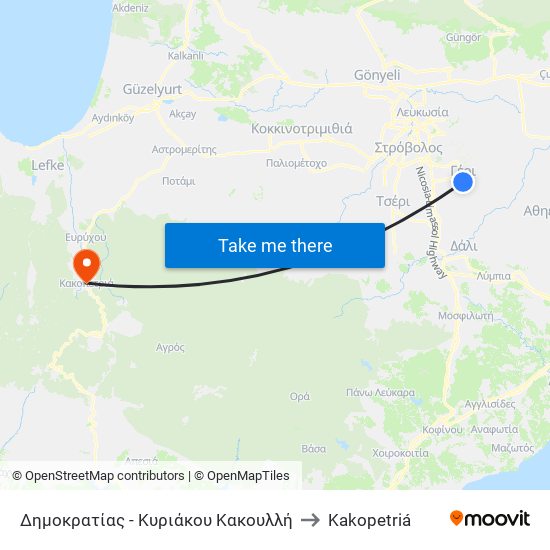 Δημοκρατίας to Kakopetriá map