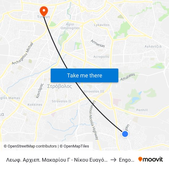 Λεωφ. Αρχιεπ. Μακαρίου Γ to Engomi map