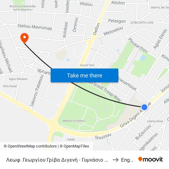 Λεωφ. Γεωργίου Γρίβα Διγενή - Γυμνάσιο Έγκωμης 2 to Engomi map