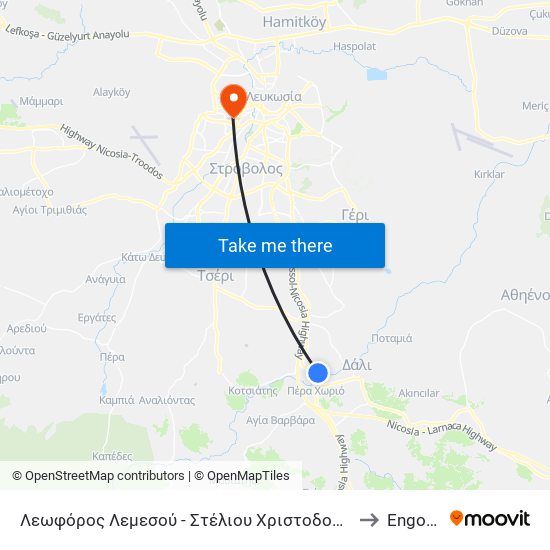 Λεωφόρος Λεμεσού - Στέλιου Χριστοδούλου to Engomi map