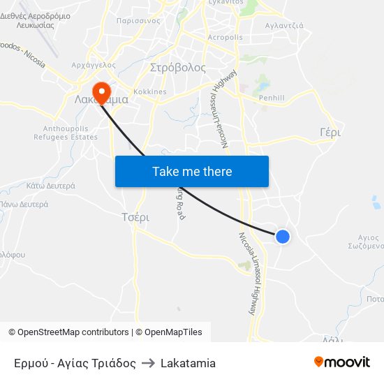 Ερμού to Lakatamia map