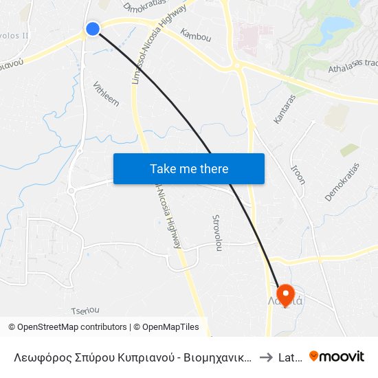 Λεωφόρος Σπύρου Κυπριανού - Βιομηχανική Στροβόλου to Latsia map