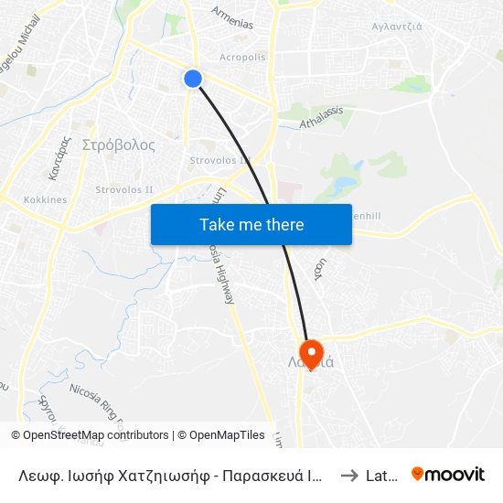 Λεωφ. Ιωσήφ Χρ. Χατζηιωσήφ to Latsia map