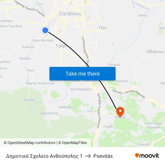 Δημοτικό Σχολείο Ανθούπολης 1 to Psevdás map