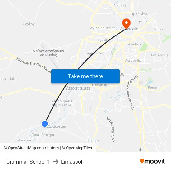Grammar School 1 to Limassol map