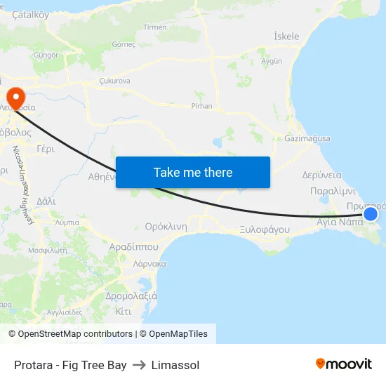 Protara - Fig Tree Bay to Limassol map