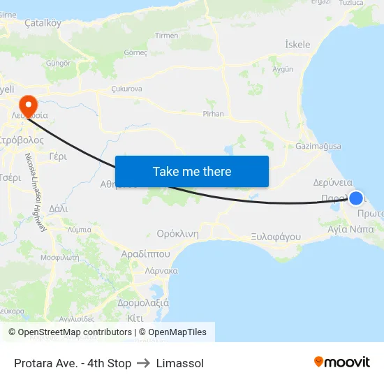 Protaras Avenue - 4th Stop to Limassol map