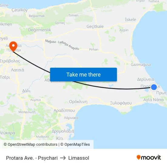 Protara Avenue - Psychari to Limassol map