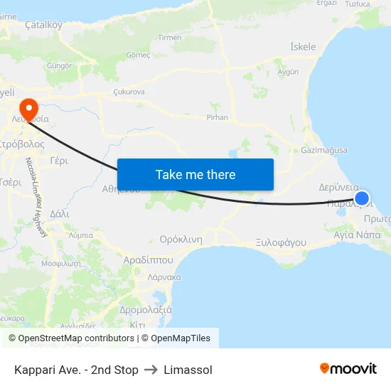 Kappari Avenue - 2nd Stop to Limassol map