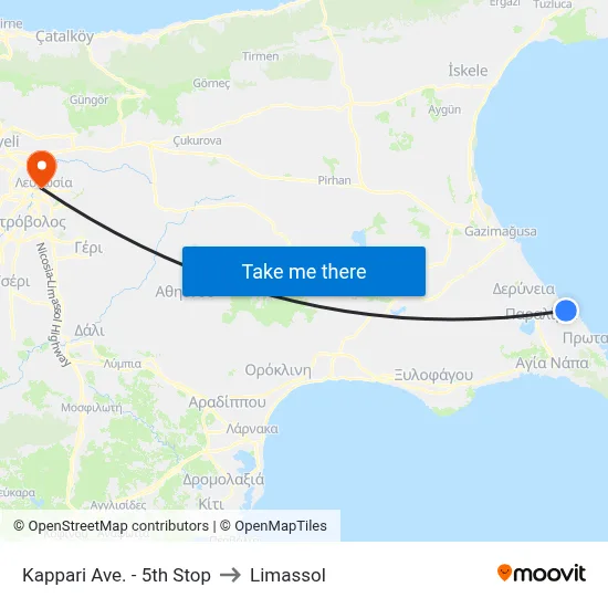 Kappari Ave. - 5th Stop to Limassol map