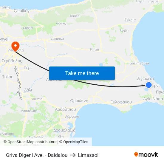 Griva Digeni Avenue - Daidalou to Limassol map