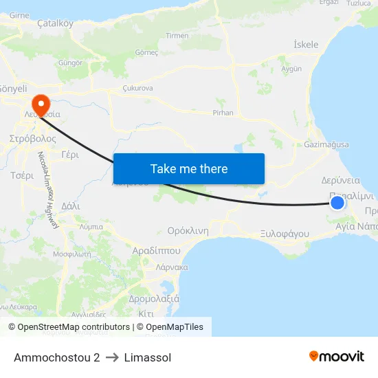 Ammochostou to Limassol map
