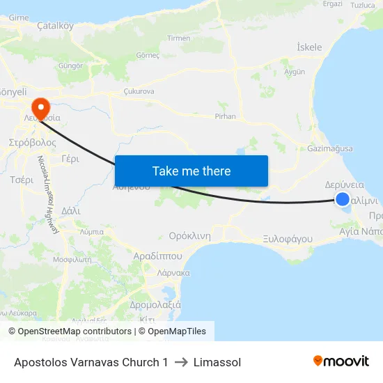 Ap. Varnavas Church to Limassol map