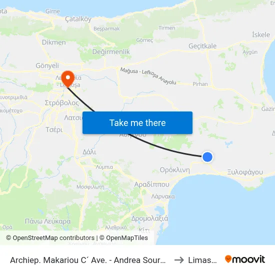 Archbishop Makarios III Avenue - Andrea Souroukli to Limassol map