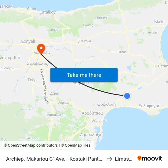 Archbishop Makarios III Avenue - Kostakis Pantelides to Limassol map