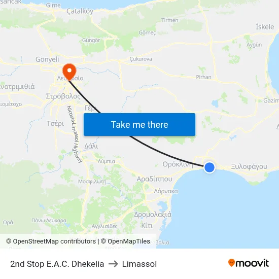 2nd Stop EAC Dhekelia to Limassol map