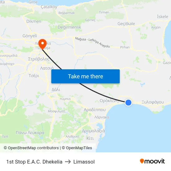 1st Stop EAC Dhekelia to Limassol map