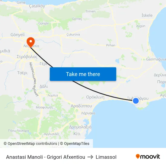 Anastasi Manoli - Grigori Afxentiou to Limassol map
