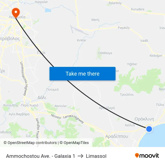 Ammochostou Ave. - Galaxia to Limassol map