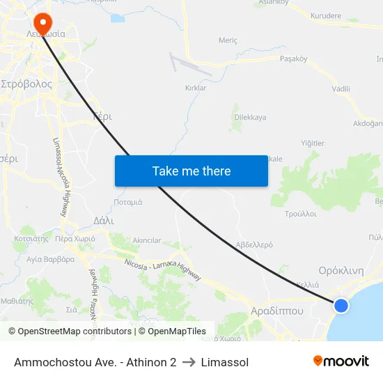 Ammochostou Ave. - Athinon to Limassol map