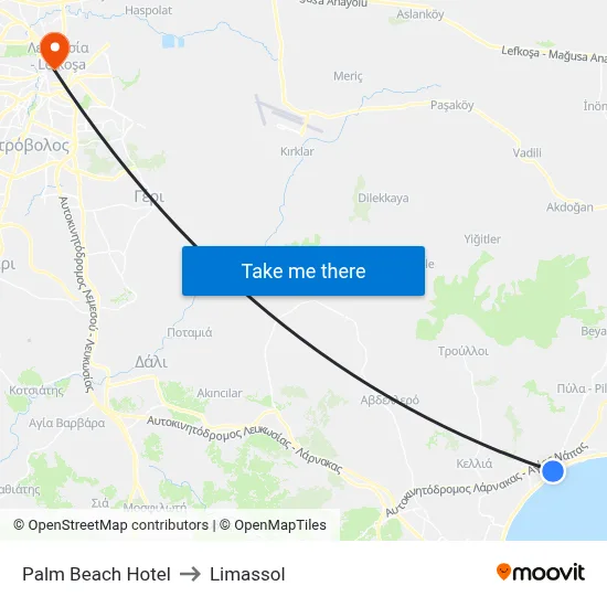 Palm Beach Hotel to Limassol map