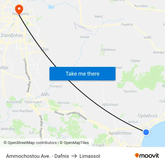 Ammochostou Ave. - Dafnis to Limassol map