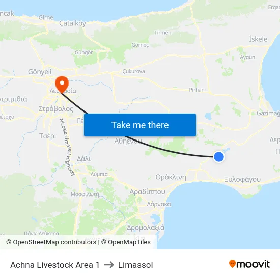 Achna Livestock Area to Limassol map