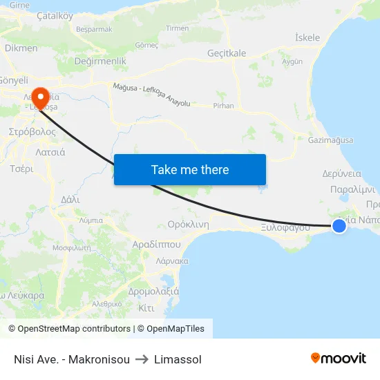 Nisi Avenue - Makronisou to Limassol map