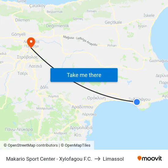 Makario Sport Center - Xylofagou F.C. to Limassol map