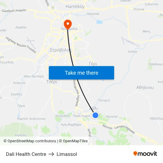 Dali Health Centre to Limassol map