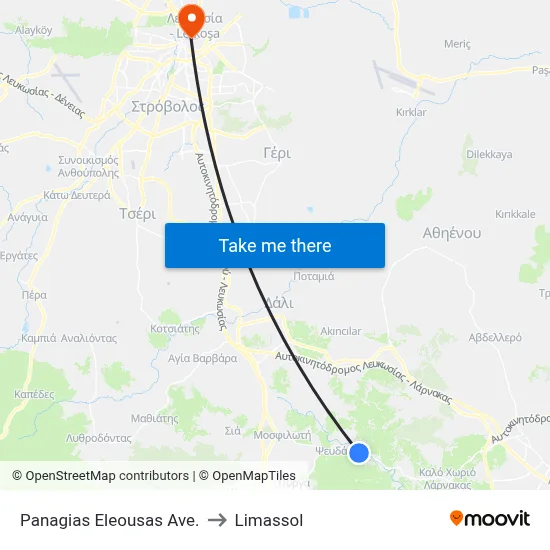 Panagias Eleousas Ave. to Limassol map
