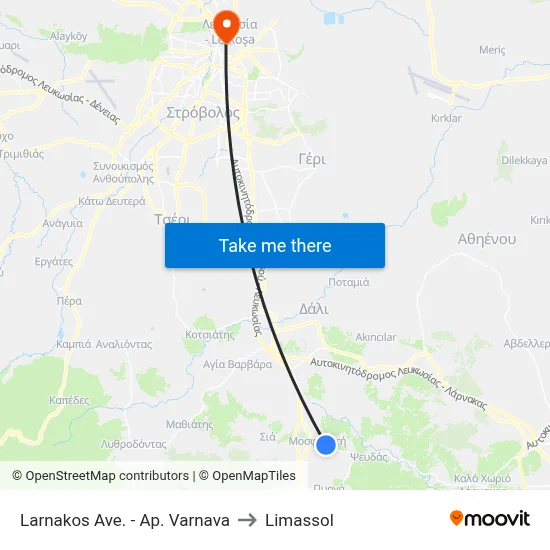 Larnakos Ave. - Ap. Varnava to Limassol map