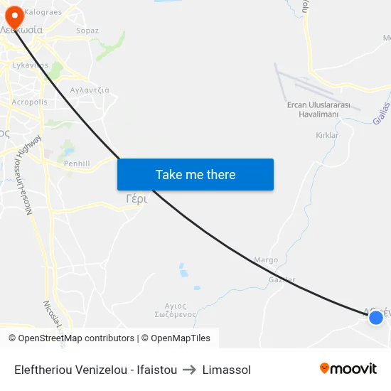 Eleftheriou Venizelou - Ifaistou to Limassol map