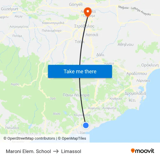Maroni Elem. School to Limassol map