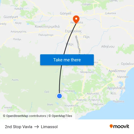 2nd Stop Vavla to Limassol map